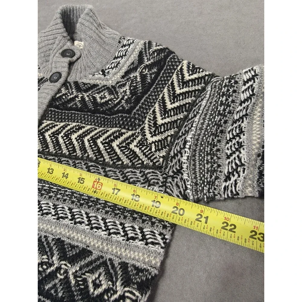 St Johns Bay Womens M Long Cardigan Sweater Fair Isle Nordic Button Front